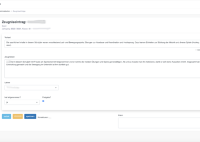 Zeugniseintrag